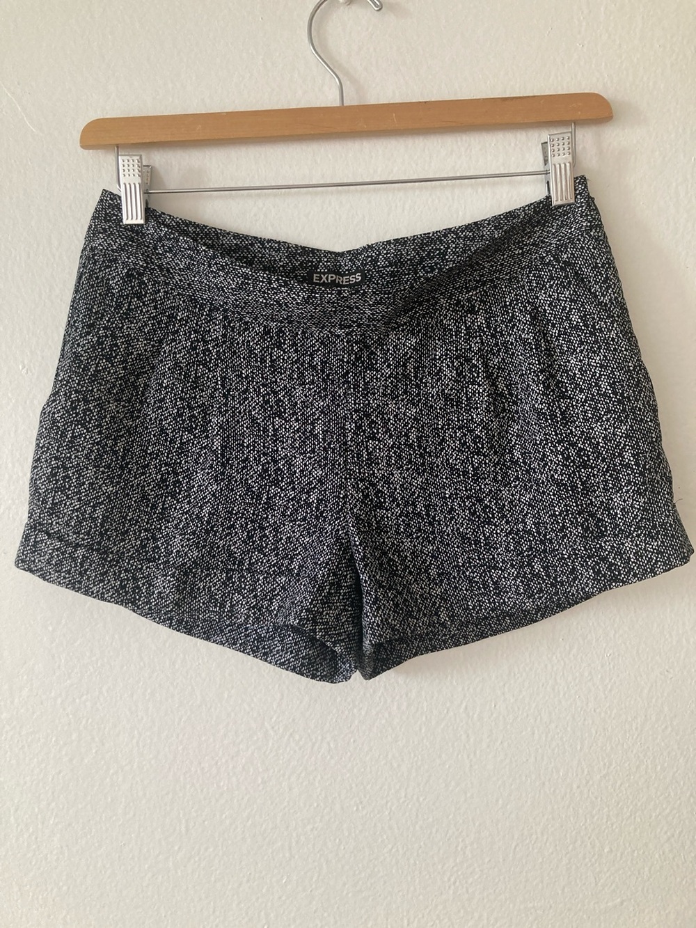 Express Black & White Tweed Bermuda Shorts